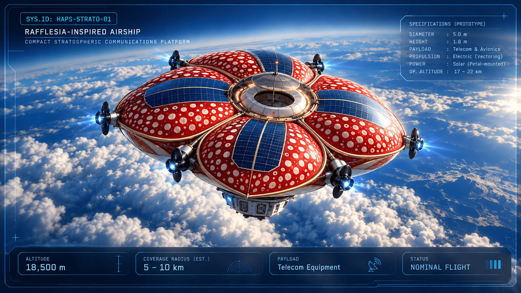 Stratospheric telecommunications platform visualization - Bunga Angkasa Rafflesia